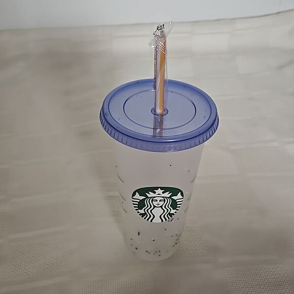 Starbucks Plastic Cold Beverage Cup  With Straw 24oz Clear - Picture 13 of 16